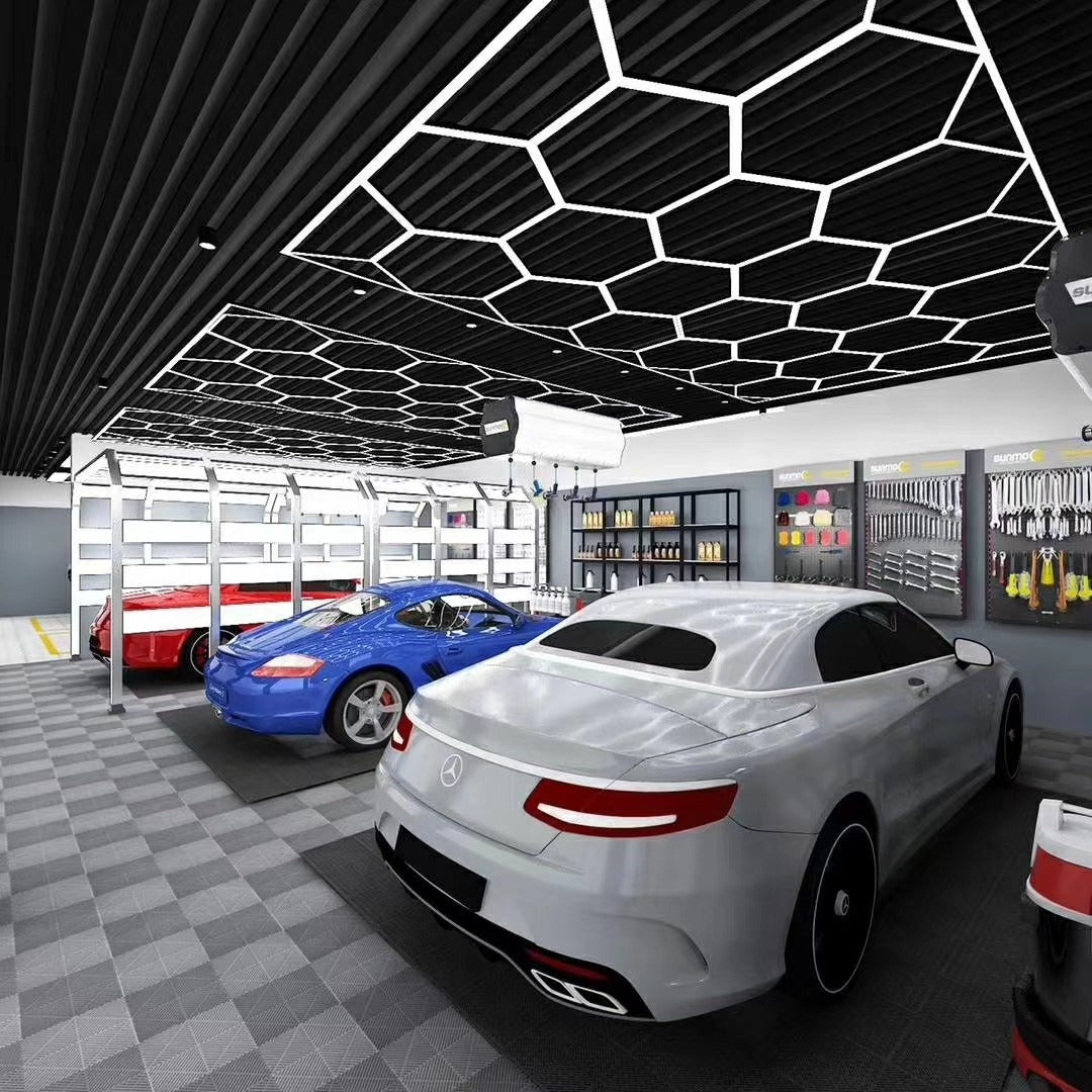 Hexagon Garage LED Grid Lights