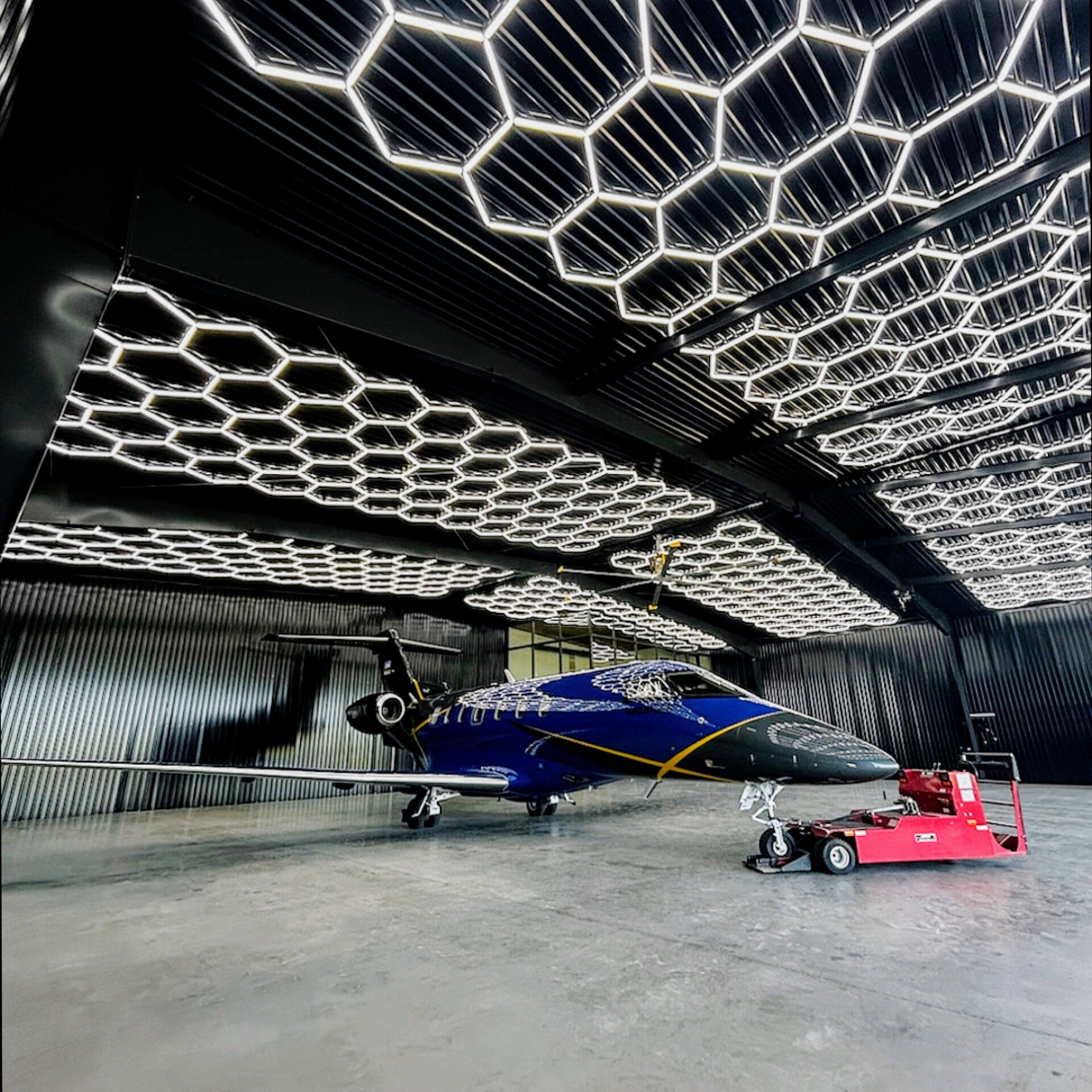 Hex  Garage Lights 6 20x40 Hexagon Ceiling Grids