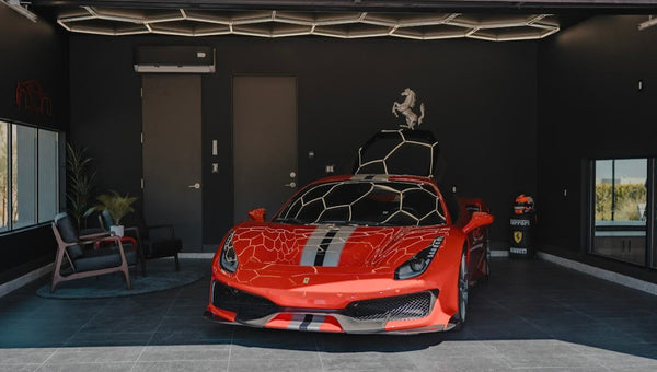 Hexagon Garage Lights + Ferrari 488 Pista