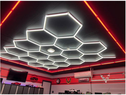 Hexagon Garage Lighting Red Frame