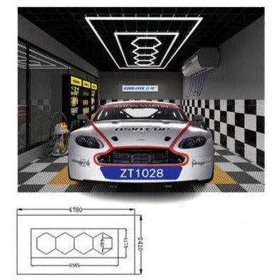 Hexagon Garage LED Light single row hexagon plus trim