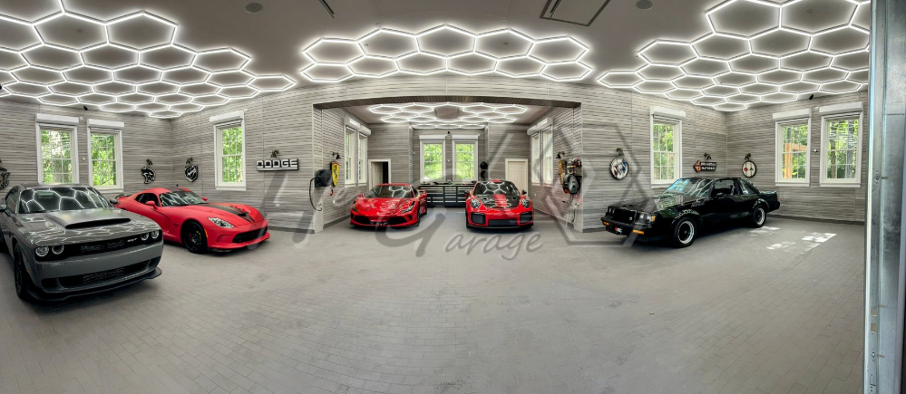 Hexagon garage lights 6 car garage