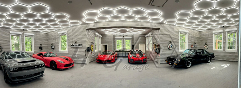 Hexagon garage lights 6 car garage